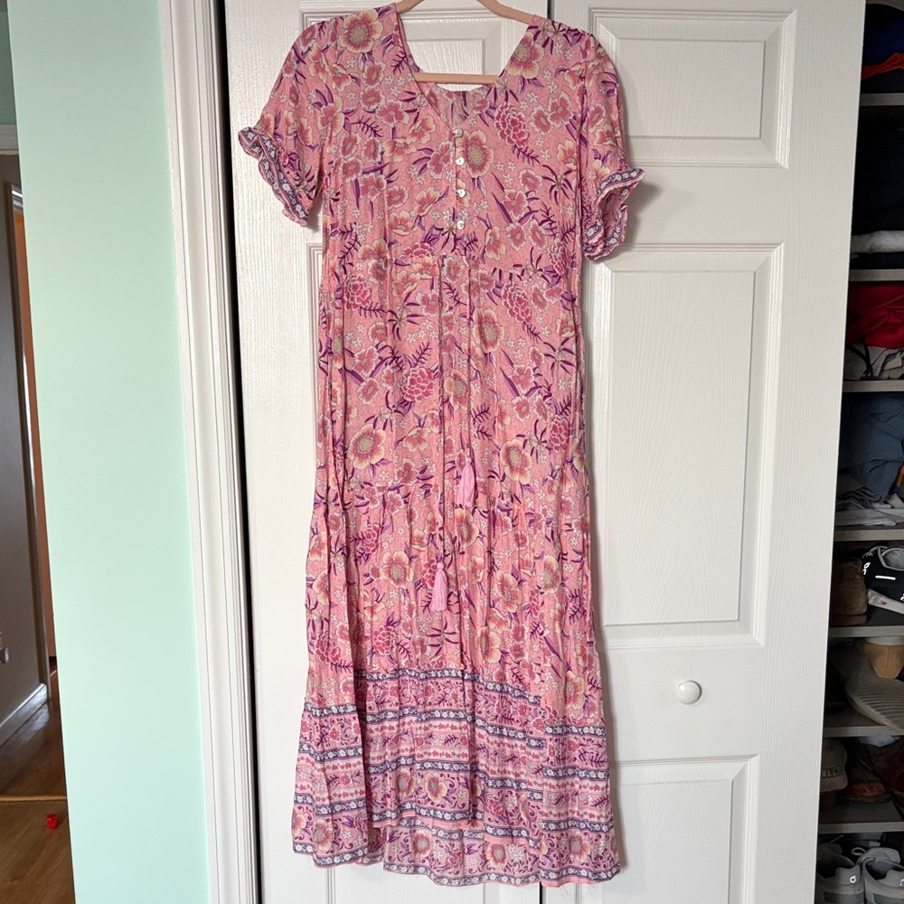 Petal & Pup Pink Floral Tiered Maxi Dress